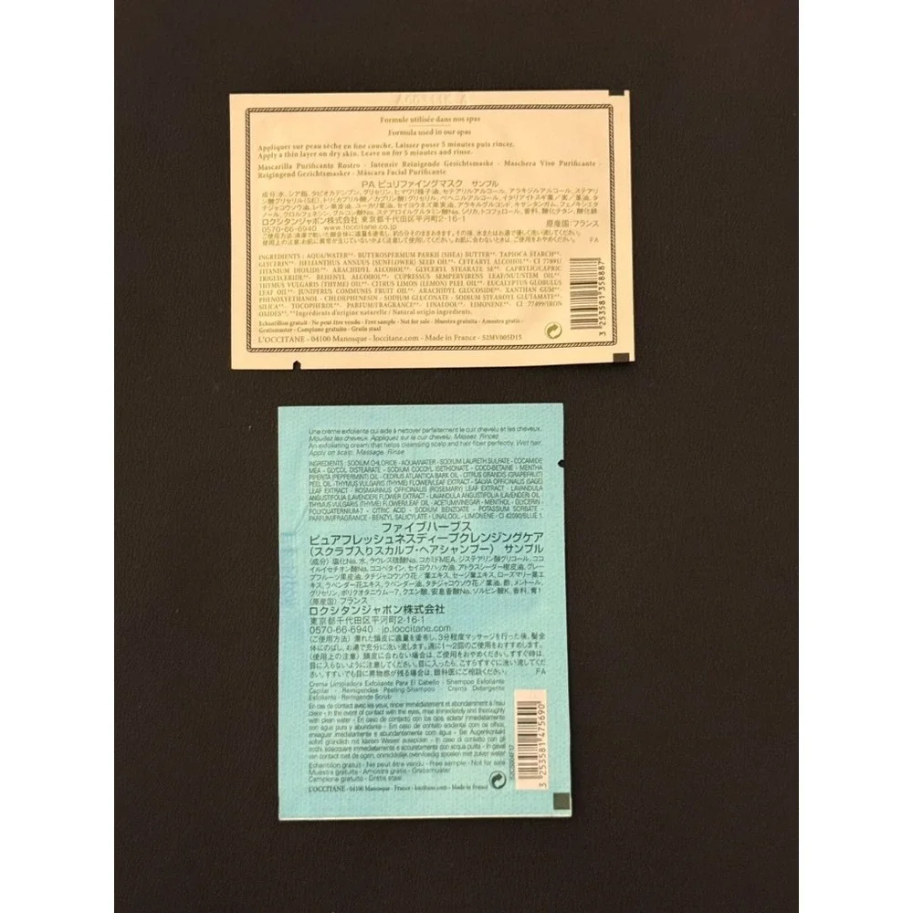 L'Occitane Aromachologie Face Mask & Revitalizing Cleansing Scrub Sample Lot 2pc